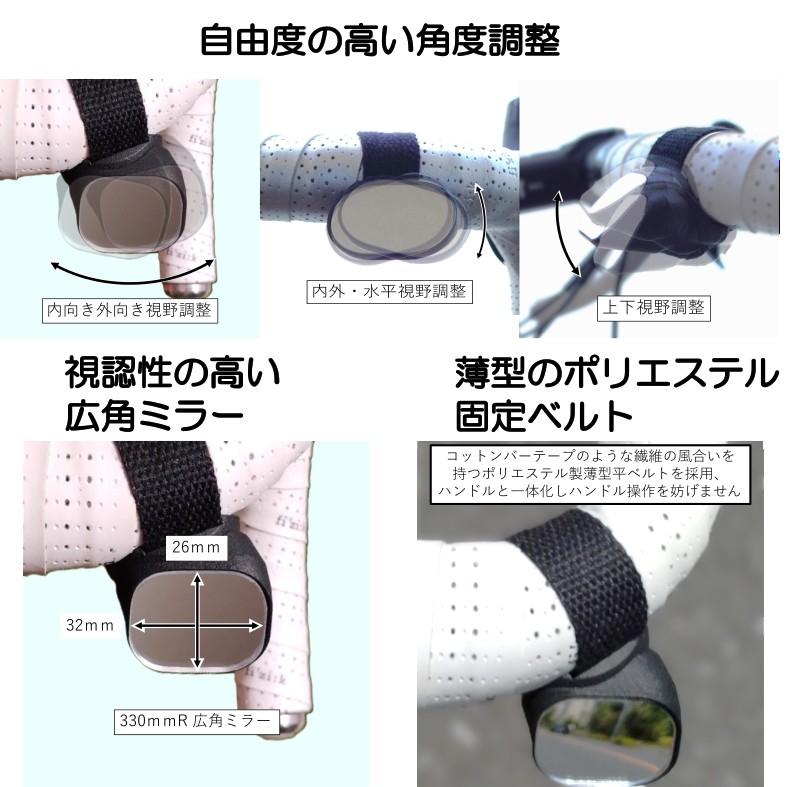ロードバイク専用 リアビューミラー スリムタイプ (右側用) - 画像 (3)